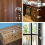 HOWDIA 4 Inch Door Lock Latch Padlock Hasp Set, 90 Degree Latch Lock with Screws and Padlock Stainless Steel Safety Right Angle Padlock Hasp Latch Security Door Clasp Hasp for Shed/Gate/Storage Lock