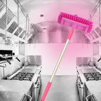 SPARTA 40422EC26 Floor Scrub Brush Head, Multi-Level, Dual Surface Plastic Block with Side Bristles, Crimped Polyester, Threaded Handle Hole, Ideal for Wide and Tight Spaces, BPA Free, 12 Inches, Pink