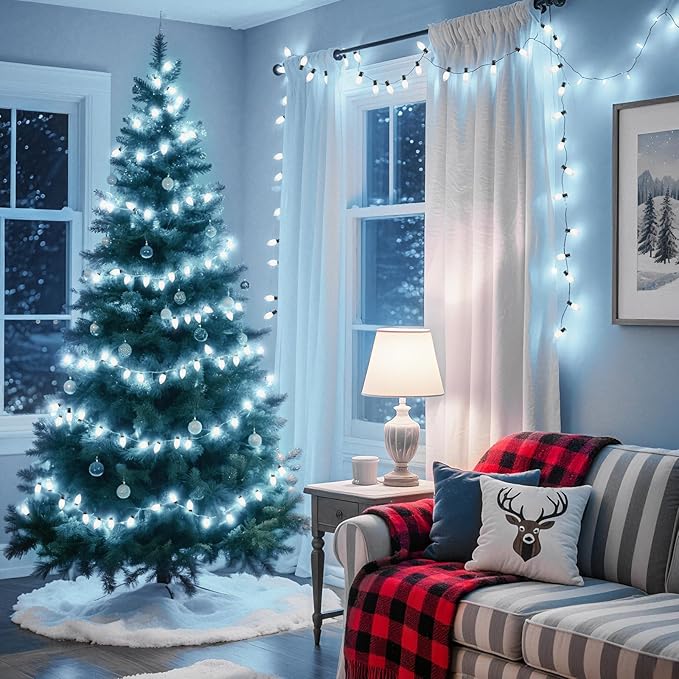 Brightown C9 LED Replacement Christmas Bulbs, 25 Pack White Shatterproof C9 Bulbs, Waterproof Commercial LED Holiday Bulb for Christmas String Light, E17 Intermediate Base, Dimmable