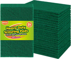Heavy Duty Scouring Pads, 24Pcs Household Scour Pads for Kitchen, Garage and Outdoors, Reusable Dish Scrubber Pads for Pan and Metal Grill - Green