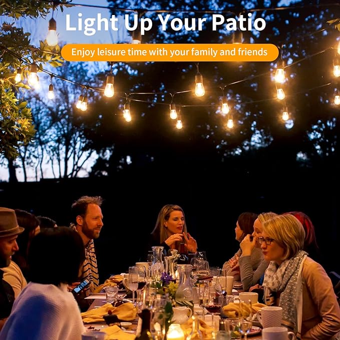 24Pack S14 Shatterproof LED Bulbs, E26 Screw Base Replacement for Outdoor String Lights - 1W Dimmable (Equal to 11W) 2700K Warm White, Weatherproof Patio Decor 120V