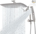 G-Promise All Metal 14 Inch Shower Head with Massage Mode Handheld, Rain Shower Head with Handheld Spray Combo, 3-Way Diverter with Pause Setting, 12 Inch Adjustable Extension Arm (Brushed Nickel)