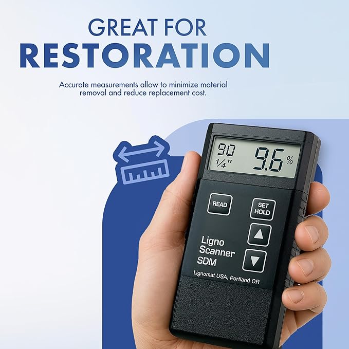 Ligno Scanner SDM Pinless Moisture Meter - Wood Moisture Meter for Hard & Soft Woods, Bamboos, Drywall & Concrete - Dual-Depth Humidity Tester & Detector for Flooring Inspectors & Flooring Installers