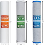 Applied Membranes Inc. 3-Stage Whole-House Water Filter Cartridge Replacements, 20-Inch Carbon and Sediment Filter Cartridges