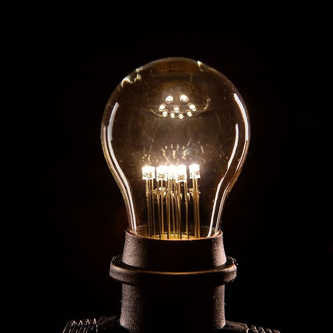 Hometown Evolution, Inc. E26 Commercial String Lights with 16 Gauge Wire (50 Foot 25 Socket, A15 LED 9 Diode 1 Watt Bulbs)