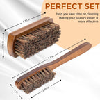 Horsehair Laundry Stain Brushes Set 2pcs by TAKAVU, Natural Soft Bristle for Scrubbing Out Tough Stains on Delicate Fabrics Knits Cotton Leather Washable Fabrics
