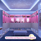 Unikito 100 Inch Closet System with Drawers, 8FT Wood Closets Organizer with Mirror Design, Freestanding Heavy Duty Walk in Closet Towers for Bedroom, Easy Assembly, Max Load 2000 LBS, White Oak