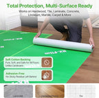 39" x 200' Heavy-Duty Floor Protection | Construction Grade Carpet Protector | Drop Cloth Plastic Film for Hardwood Floors | Waterproof Painters Covering with No Residue (Green)