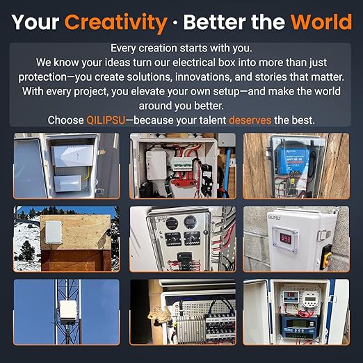 QILIPSU Waterproof Junction Box IP67 Outdoor Plastic Electrical Project Enclosure Weatherproof with Mounting Plate, Wall Brackets, Hinged Clear Cover 14.8"x10.8"x6.1" CC