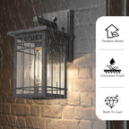 Dusk to Dawn Exterior Wall Lights, Outdoor Wall Lanterns Sensor Light Fixtures Wall Mount Waterproof Wall Sconce Anti-Rust Porch Light with Seeded Glass for Corridor, Garage, 2 Pack