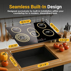 K&H 5 Burner 30 Inch Built-in Electric Stove Top Radiant Ceramic Cooktop Touch Control 240V 8600W CE30-8608