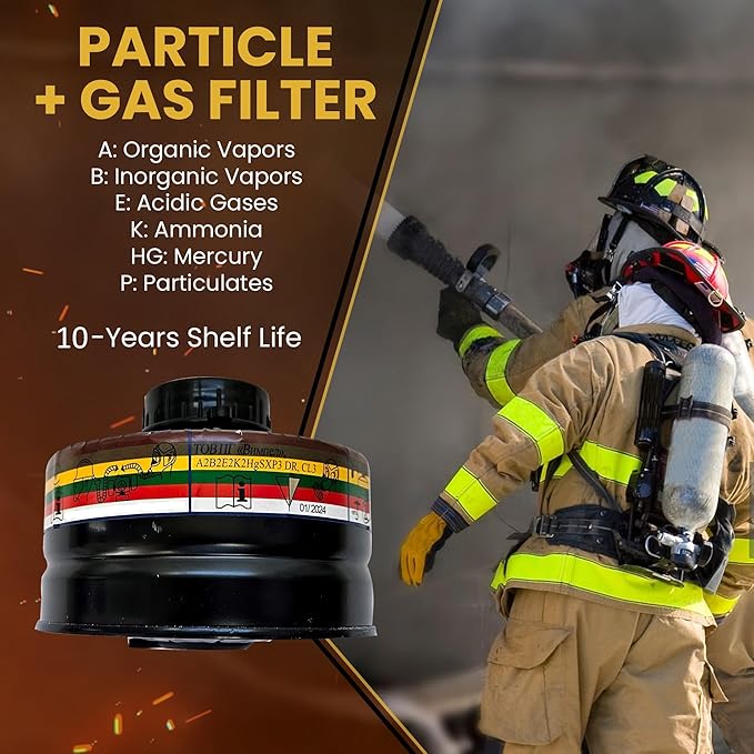 KYNG GAS Mask - 40 mm NBC Filter - Full Face Respirator Mask CBRN Survival & Tactical Gas Mask for Chemical Fumes, Particulates, and Smoke Protection, Military Grade Construction