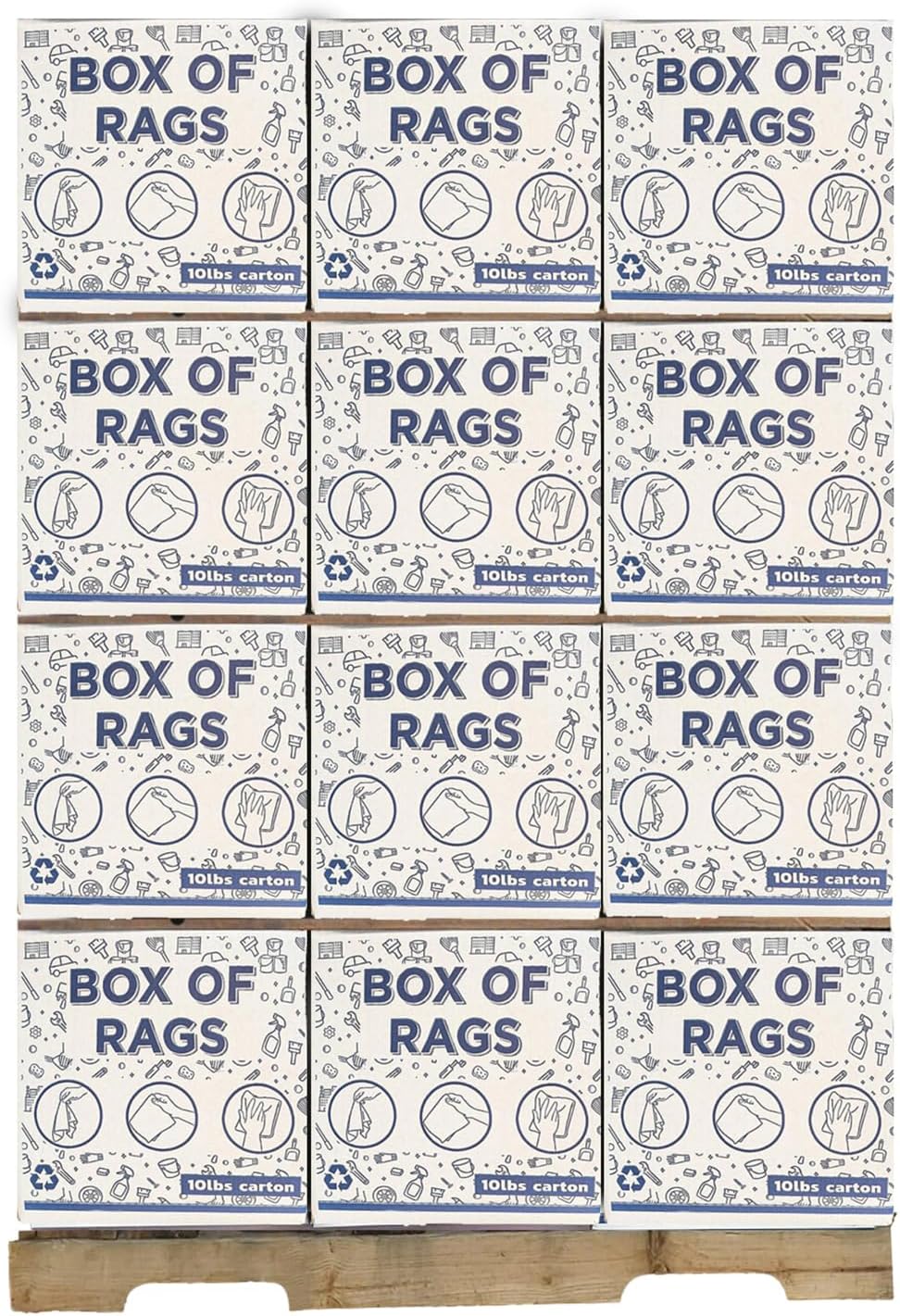 Premium Color Knit Cleaning Rags (60x10 lbs. Boxes Pallet) – Shop Rags Bulk for Workshops, Mechanics, Painters, and Home Use, Multipurpose Cotton T-Shirt Rags