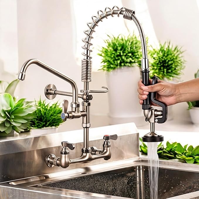 Handle Stem Assembly Fits for T&S Brass Faucets Replace 002712-40, Red Hot Side Spindle Assembly Valve Replacement Part Eterna Full-Turn Faucet with Check Valve Lead-Free 2712-40