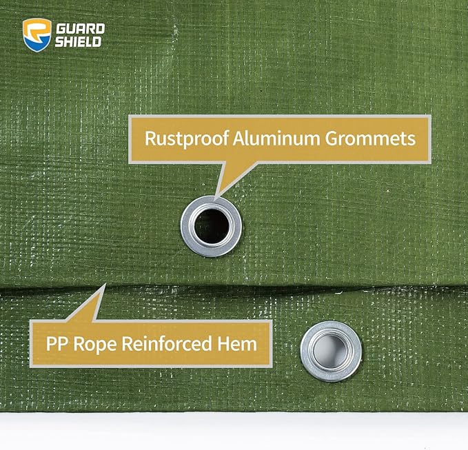 GUARD SHIELD Heavy Duty Tarp 18x24 Feet Green Multi Purpose Thick Waterproof Poly Tarp Cover 10mil