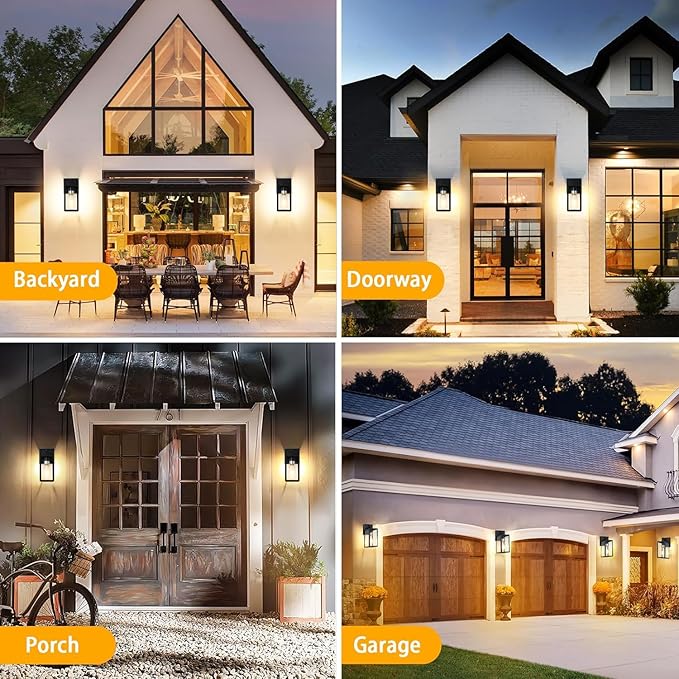 Motion Sensor Outdoor Lighting, 2 Pack Dusk to Dawn Outdoor Wall Lights, Waterproof Exterior Light Fixture Wall Mount, Aluminum Porch Light Outside Light for House