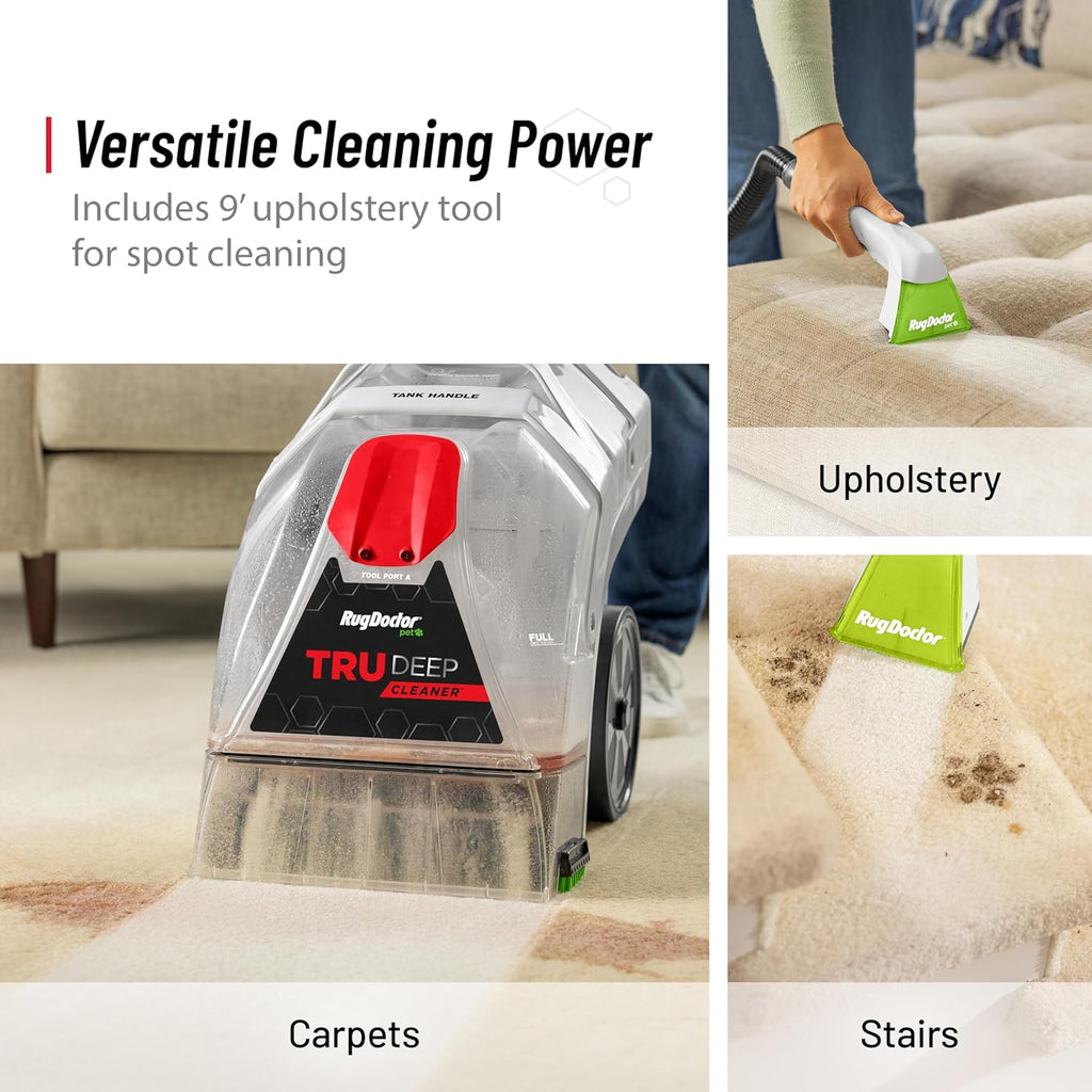 Rug Doctor Pet TruDeep Carpet Cleaner, Pet Upholstery Tool, Best-In-Class Suction Power, Dual Brush Cross-Action Technology for One-Pass Cleaning