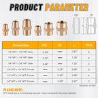 KOOTANS 24PCS Brass Pipe Fittings Brass Hex Nipple Hex Coupling Kit 1/8" to 1/8" NPT, 1/4" to 1/4" NPT, 3/8" to 3/8" NPT Male to Male Female to Female Adapter Pipe Fitting Connector