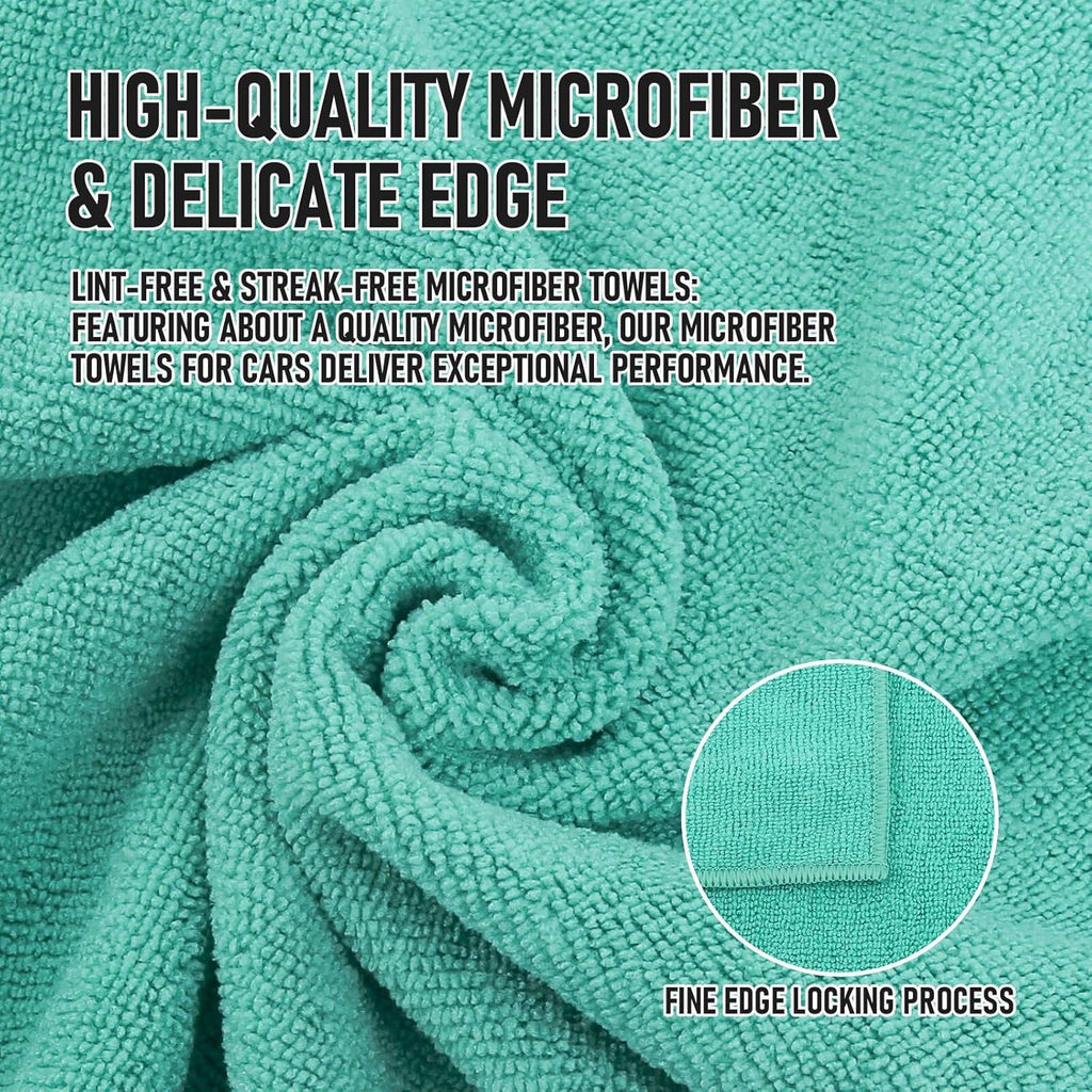 Tricol Clean Microfiber Cleaning Cloth, 16in*16in, 12 Pack Ultra-Thick Cleaning Rags, Super Absorbent, Lint Free & Streak Free Cleaning Towels for Car, House, Kitchen, Office