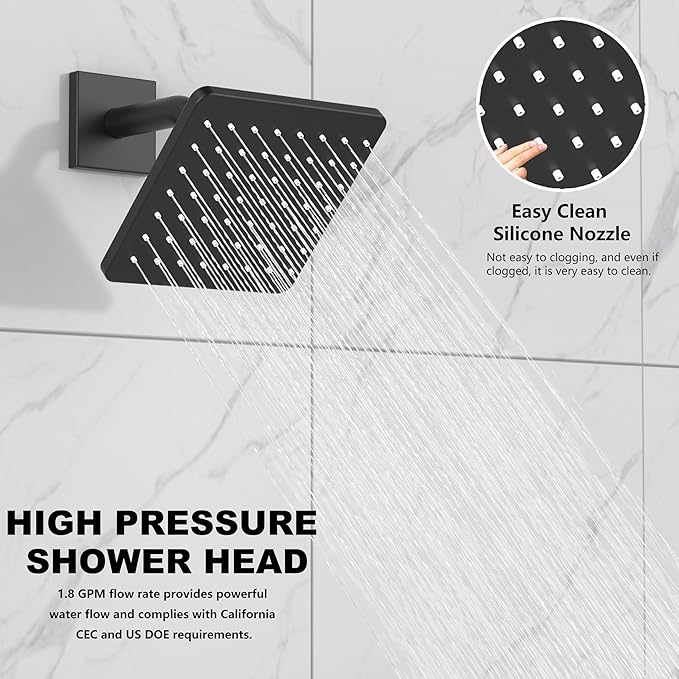 Replacement for Delta 13/14 Series Shower Trim Kit, Compatible with Delta R10000 Shower Faucet Set, Black Shower Head and Handle Set, Matte Black (Cartridge and Valve Not Included)