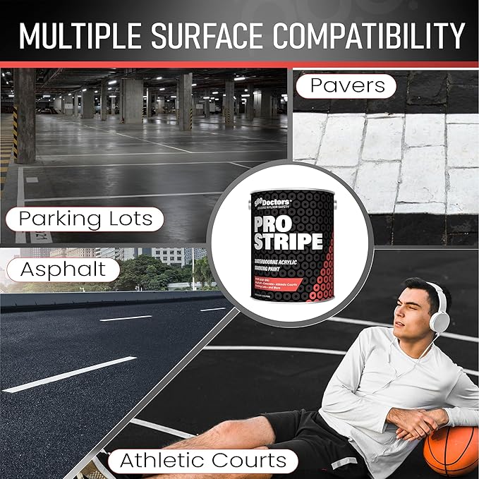 Pro Stripe Line Marking Paint – Courts, Parking Lots & Surface Restoration - (White, 1 Gallon)