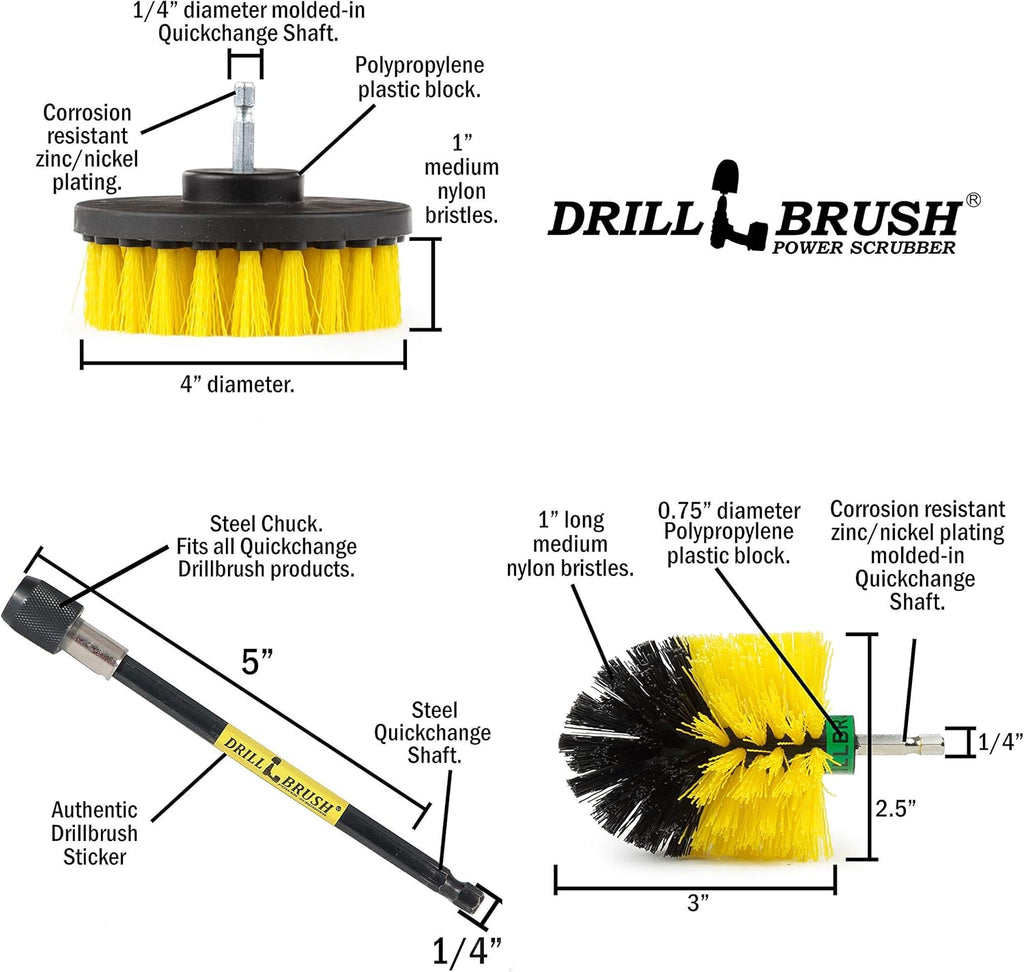 Bathroom Accessories - Cleaning Supplies - Drill Brush - Grout Cleaner - Shower Cleaner - Scrub Brush for Shower - Tile Cleaning Brush - Bathroom Cleaning Tools - Drill Brush Attachment Set - Bathtub
