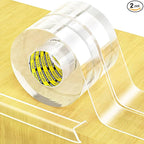 2Pack Clear Edge Protector Strip,1.57in x 16.4FT(32.8FT Total),Sharp Edge Wrap Cover Tape,Self Adhesive Protective Bumper Guards for Cabinet Door Desk Table Furniture,Kitchen Countertop,Waterproof