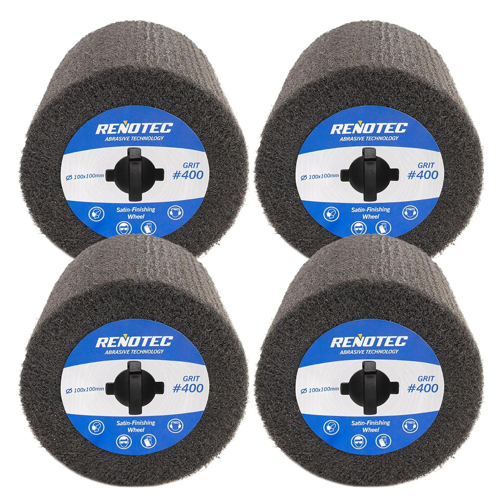 4"x4", Burnishing Wheel SSF 4 Pack, SF, Grit 400, S/C, Metalwork and Woodwork