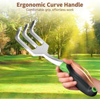 LASZOLA 3 Piece Garden Tool Set Include Hand Trowel Rake and Transplant Shovel for Women, Indoor Heavy Duty Small Spade Kit with Ergonomic Handle to Weed and Loosen, for Mom and Plant Beginner, Green