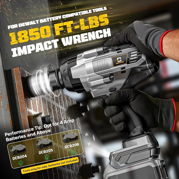 Cordless Impact Wrench 3/4 inch compatible with Dewalt 20V Battery, Cerycose1850ft-lbs (2500N.m) Brushless Electric Impact Gun, High Torque Impact Driver, Bare Tool Only, Heavy-Duty Automotive