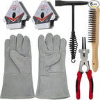 Welding Accessories,6pc,Chipping Hammer 10.5",Leather Welding Gloves 13.5",6-in-1 Welpers Pliers 8",Wire Brush 11",Welding Magnet 50LB