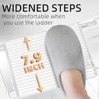 GameGem Step Ladder 6 Step Folding, Aluminum Ladders for High Ceilings, Tall Closet, Cabinet, 6 ft Lightweight Step Ladder with Anti-Slip Foot for Home Use, 330Lbs Load, White