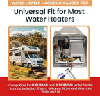 RV Water Heater Magnesium Anode Rod by CMI Inc - 3/4 Inch NPT Thread Hex Plug, Sacrificial Aluminum-Zinc Replacement Kit for Hot Water Heater Tank Protection, 9.25" Long, Hex Plug Design - 3 Pack
