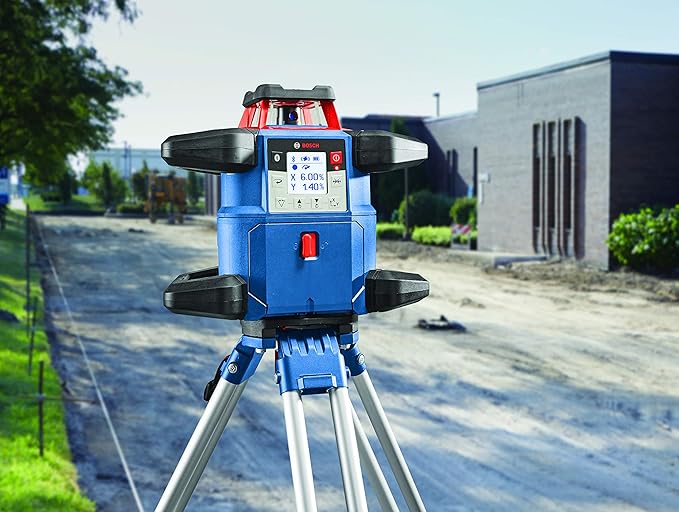 BOSCH GRL4000-80CH REVOLVE 18V Connected Self-Leveling Horizontal Rotary Laser Kit, Includes CORE18V 4 Ah Battery & Charger, Receiver, Battery Adapter, 4 D Batteries, 2 AA Batteries, & Carrying Case