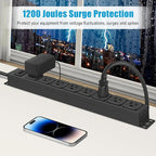 HHSOET Magnetic Mount Power Strip, 8 Outlet Mountable Socket, Metal Heavy Duty Surge Protector, Gaming Table Outlet, Easy to Fix Without Drilling or Taping, 10FT Extension Cord.(Black)