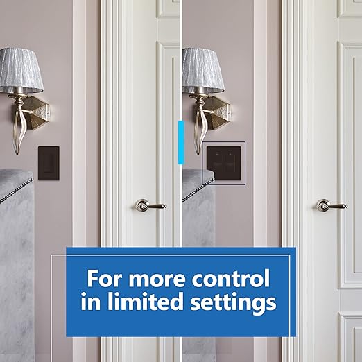 LIDER Minimalist Design Matte Finish Lighted Double Switch, Combination Frameless Decorator Switch with Locator Light, Ground Terminal, Single Pole, 15A 120-277V, UL Listed, LCS2-1P-BR, Brown