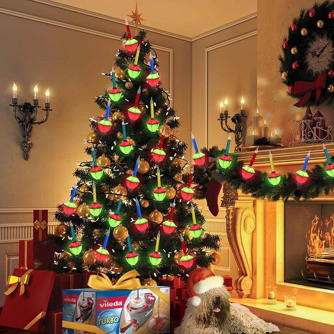 Christmas Bubble Replacement Bulbs, 4 Pack Vintage Multicolor Bubble Light Bulbs with Multicolor Liquid, Traditional Christmas Bubbles Light Bulbs for Christma Decorations, C7/E12 Base, 5 Watts