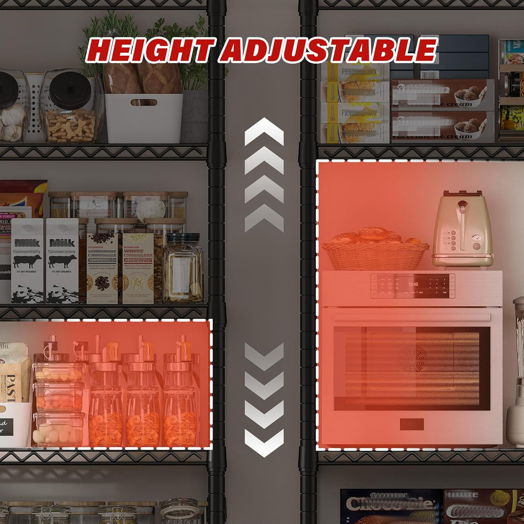 REIBII 60''W X 82.6" H Steel Heavy Duty Wire Shelving Unit with Wheels, 6-Tier Adjustable Storage Shelves 3598LBS Commercial Metal Shelves for Pantry, Garage, College Dorm Industrial Shelving, 2 Pack