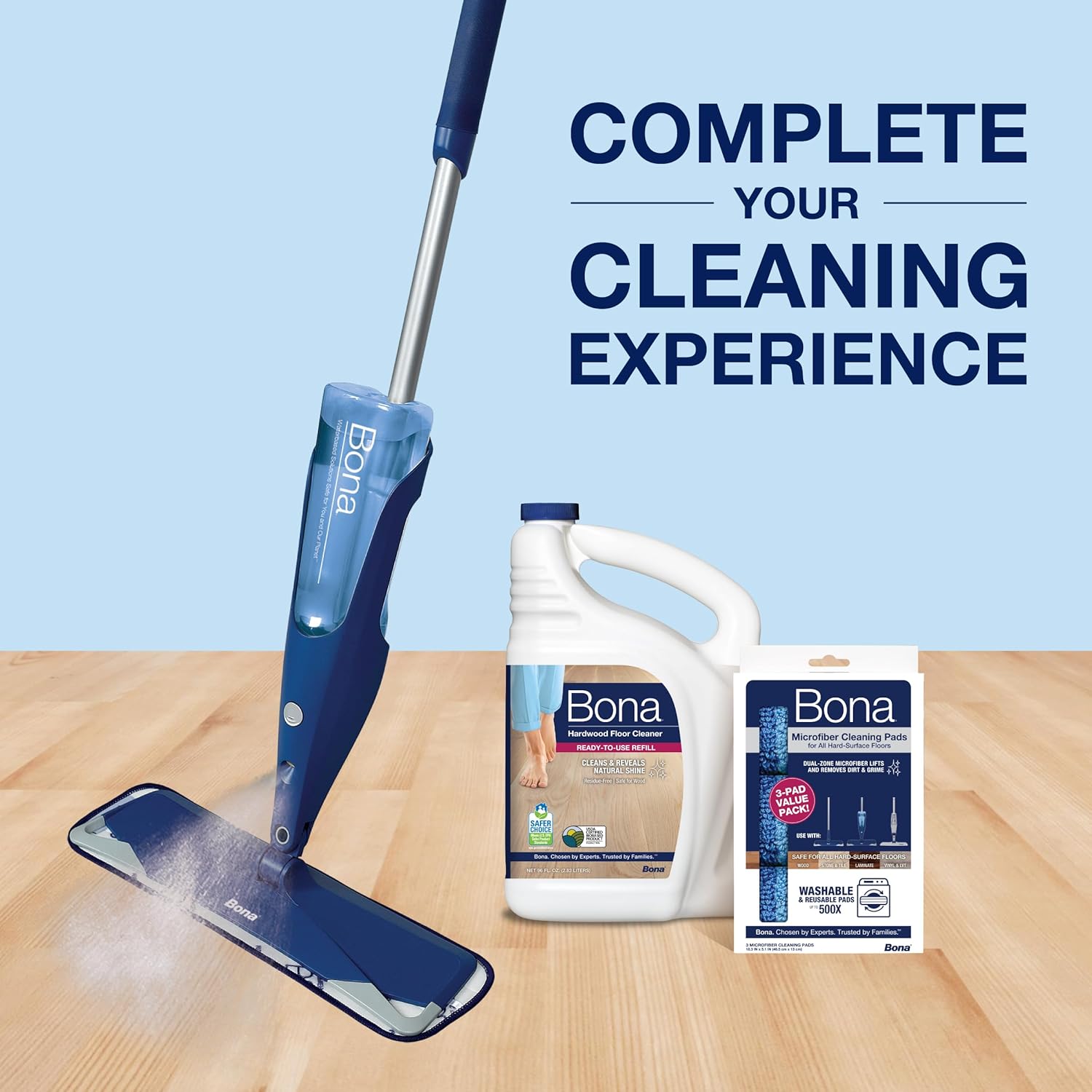 Bona Hardwood Floor Cleaner Refill - 96 fl oz - Unscented - Refill Spray Mops and Spray Bottles - Residue-Free Floor Cleaning Solution for Wood Floors