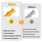 Drywall Anchors and Screws Assortment Kit 286PCS, 143 Plastic & Zinc Dry Wall Anchors and 143 Philips Flat Head Screws, 5 Sizes Short and Long for Hanging Picture,Curtain Rod