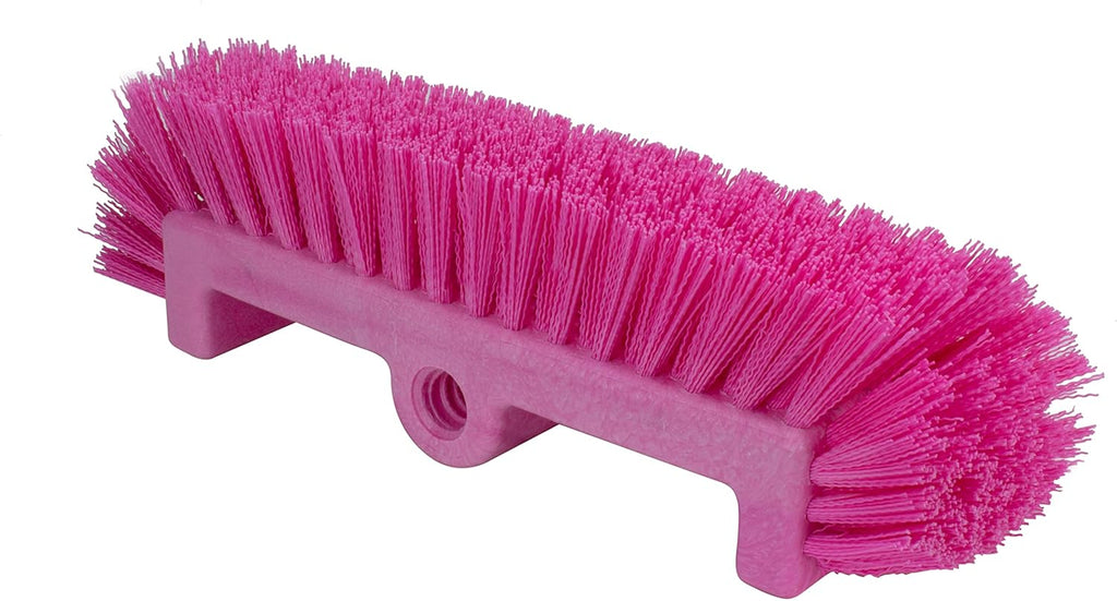 SPARTA 40422EC26 Floor Scrub Brush Head, Multi-Level, Dual Surface Plastic Block with Side Bristles, Crimped Polyester, Threaded Handle Hole, Ideal for Wide and Tight Spaces, BPA Free, 12 Inches, Pink