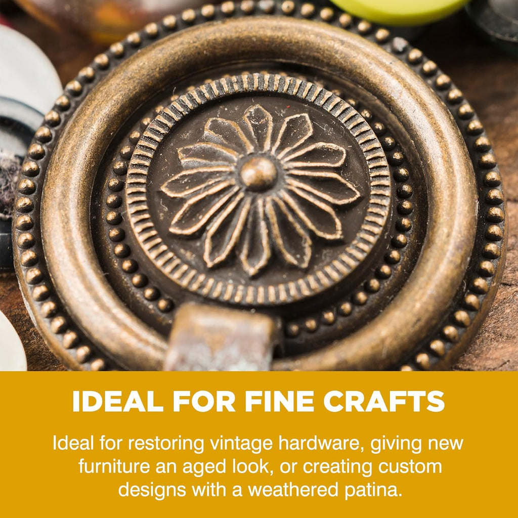 Brass Patina Solution - Brass Black Metal Finish to Blacken, Copper, Bronze Parts - Black Patina for Brass - 3.5 OZ