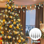 25 Pack C7 Christmas Light Bulbs Nightlight Bulb Vintage Clear Replacement Bulbs for Christmas Village Houses, Xmas Tree, Night Lights, Window Candle & String Light Bulbs Replacement, E12 Base, 5W