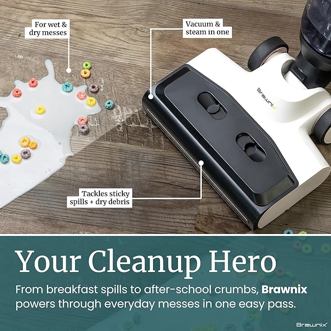 Steam Wet Dry Vacuum | 3-in-1 Steam Mop Picks Up Debris, Deep Scrubs, & Steam Sanitizes All At Once | Auto Self Cleaning | Smart Steam Mop for Hard Floors with Digital Display [White]