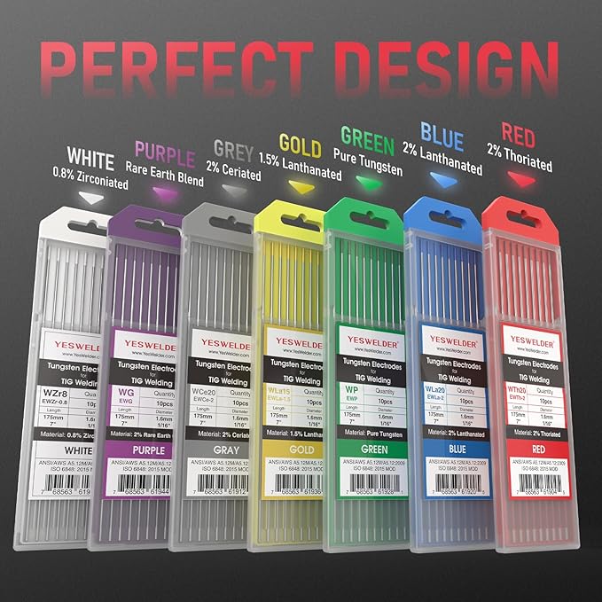 YESWELDER TIG Welding Tungsten Electrode 2% Lanthanated 5pk 3/32" & 5pk 1/8" by 7" Assorted-size (Blue, WL20/EWLa-2)