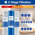 HQUA WF3-02 3-Stage Free-Standing Whole House Water Filtration System, Reduces Heavy Metals (Lead, Mercury, Copper, Nickel, Chromium), Chloramine, Sediment, Odor, and VOC’s
