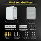 Waterproof Electrical Junction Box, IP67 Plastic Weatherproof Electrical Enclosure with Aluminum DIN Rail, Mounting Plate, Wall Brackets for DIY Project WiFi(13.8''×9.8''×5.9")