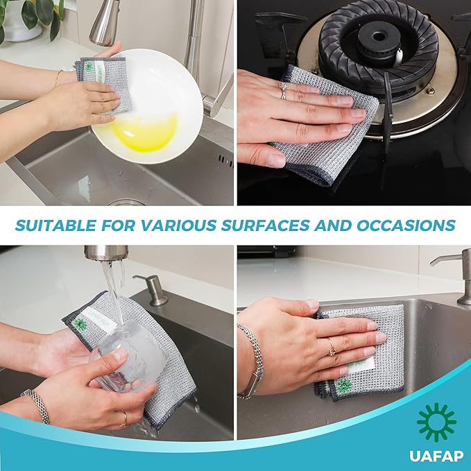 24 PCS Non Scratch Wire Dishcloth, Cleans Fast Without Scratching, Stands Up to Stuck-on Grime, Multi-Surface Safe, Wire Dishwashing Rag Cleaning Power for Everyday Jobs 7.87“ x 7.87”