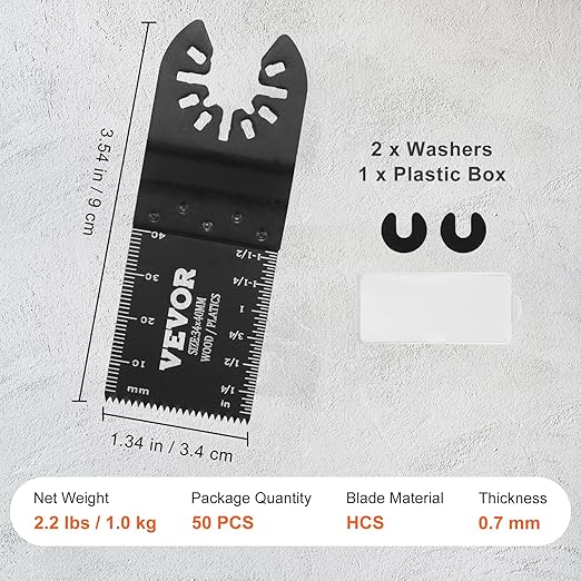 VEVOR 50PCS Oscillating Saw Blades, Universal Quick Release Oscillating Saw Blades, Multitool Tool Blades for Wood Plastic Aluminum, Fit Dewalt Milwaukee Hitachi Chicago Craftsman