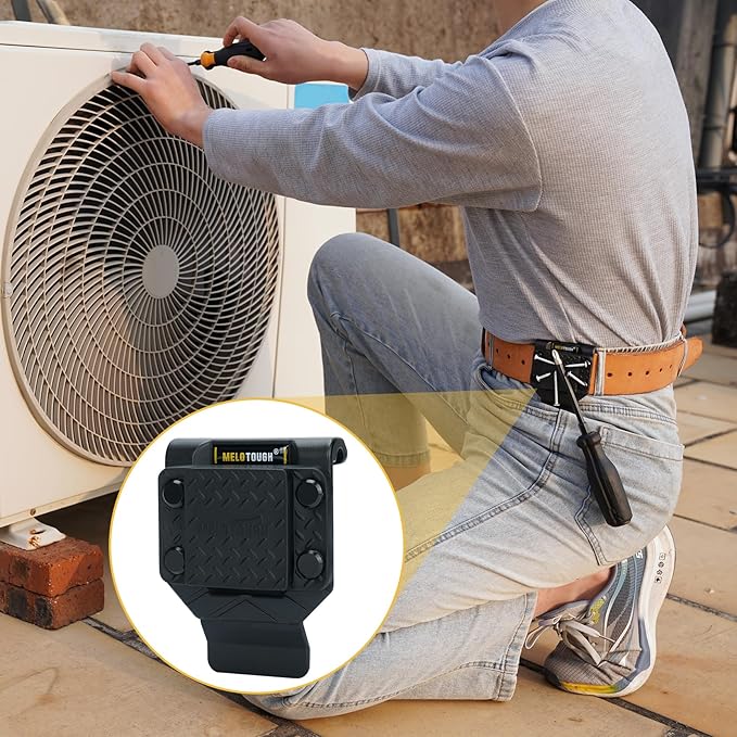 MELOTOUGH Magnetic Tool Holder Strong Magnetic Belt Clip for Screws,Nails,Wrench,Hammer,Pliers,Screwdriver,Trowel,Sockets - Fits Up to 2.7" Belt (Black)